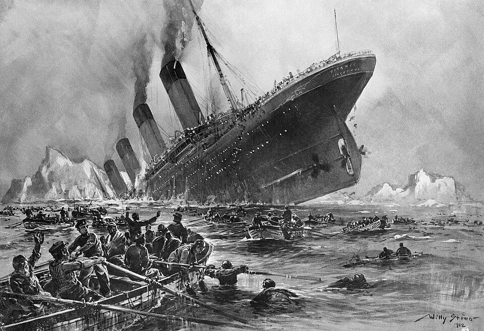 The sinking of the Titanic, 1912 painting by Willy St&ouml;wer.